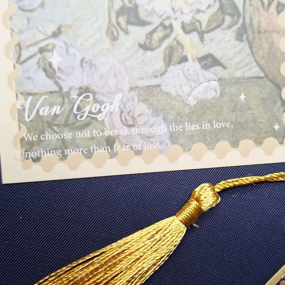 Gold Floral Bookmark with Tassel - Van Gogh Art